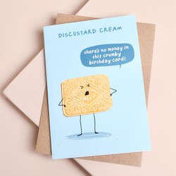Running with Scissors Discustard Cream Birthday Card