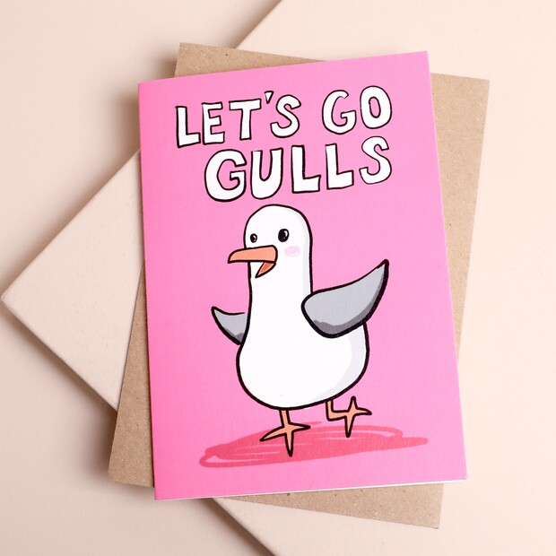Running with Scissors Let's Go Gulls Greetings Card