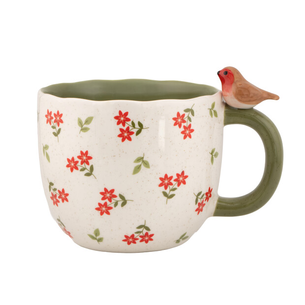 Sass & Belle Sitting Robin Floral Mug