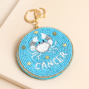 Beaded Velvet Round Cancer Keyring and Bag Charm