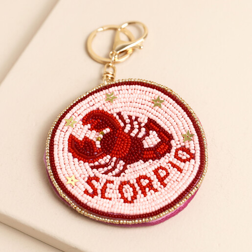 Beaded Velvet Round scorpio Keyring and Bag Charm