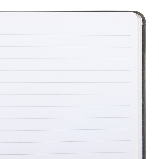 Close up of the white lined pages inside the black cat notebook