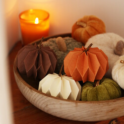 Set of 3 Neutral Paper Pumpkin Decorations