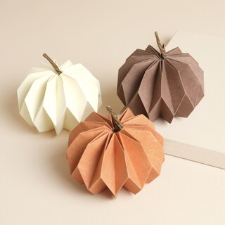 Set of 3 Neutral Paper Pumpkin Decorations