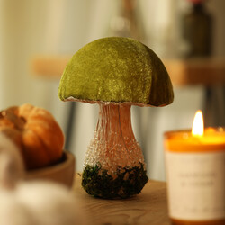 Green Velvet Standing Toadstool Decoration