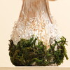 Close Up of Moss Base on Green Fabric Mushroom Ornament