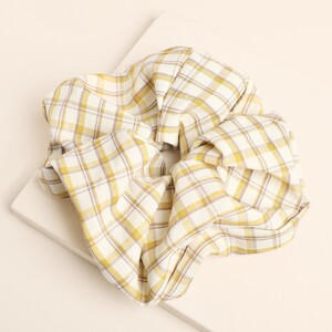 Oversized Yellow Gingham Hair Scrunchie