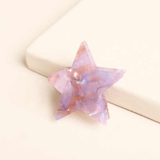 Small marbled lilac and blush star hair claw clip in resin