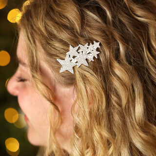 Crystal Star Cluster Hair Clip in Silver
