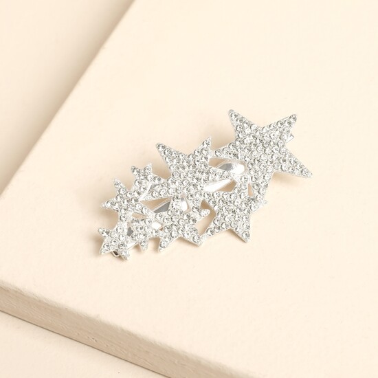 Silver Multi Star Hair Clip 