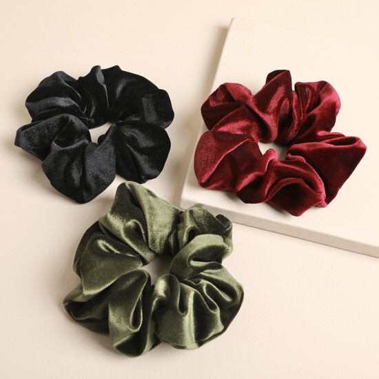 Pack of 3 Medium Festive Velvet Hair Scrunchies