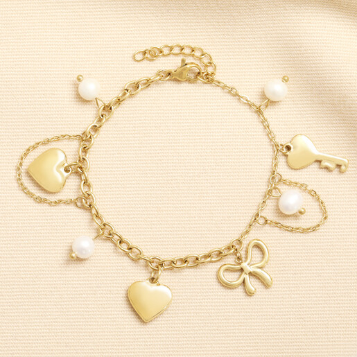 waterproof charm bracelet in gold