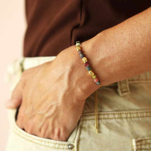 model shot of earthy bracelet in gold