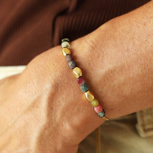 earthy beaded bracelet on model