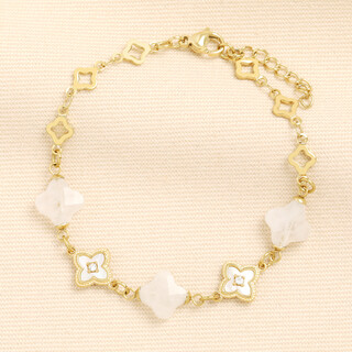 Semi Precious Clover Charm Bracelet in Gold