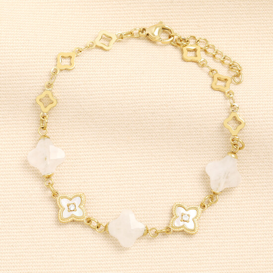 Semi Precious Clover Charm Bracelet in Gold