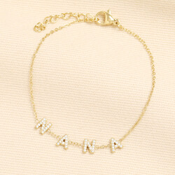 Stainless Steel Crystal Nana Charm Bracelet in Gold