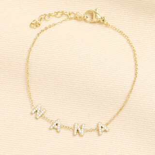 Stainless Steel Crystal Nana Charm Bracelet in Gold