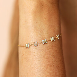Stainless Steel Crystal Mummy Charm Bracelet in Gold