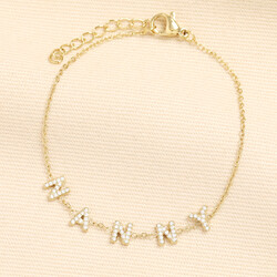 Stainless Steel Crystal Nanny Charm Bracelet in Gold