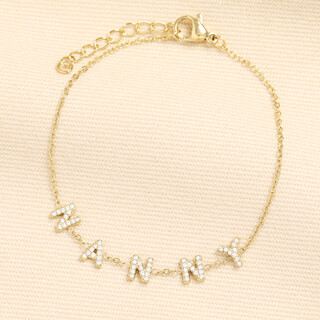 Stainless Steel Crystal Nanny Charm Bracelet in Gold