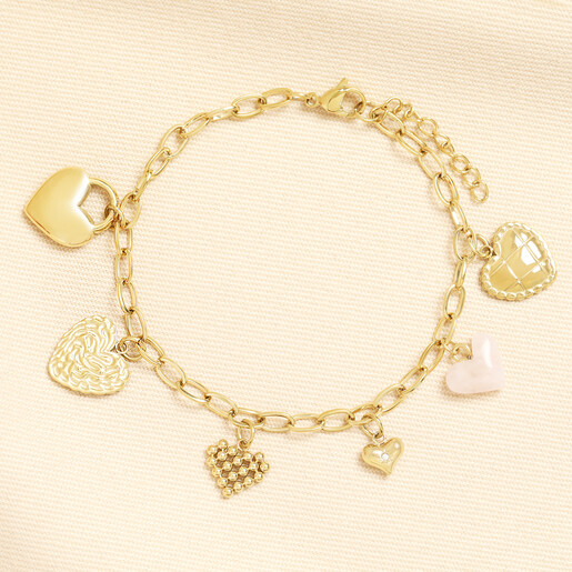 waterproof heart charm bracelet in gold