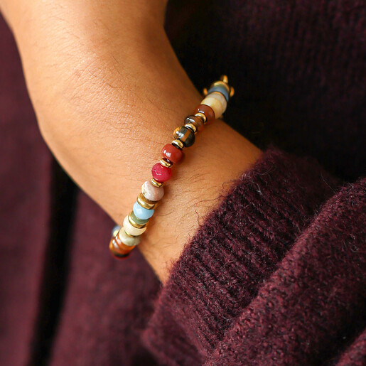 autumn-inspired beaded bracelet in gold