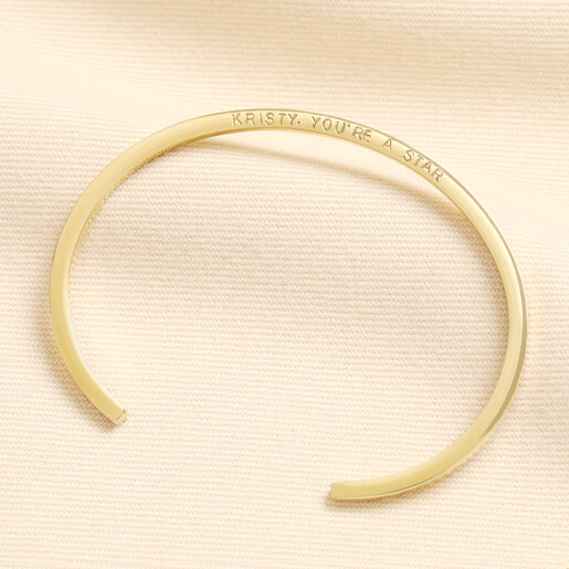 personalised cuff bangle in gold