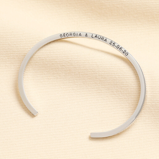 personalised cuff bangle in silver