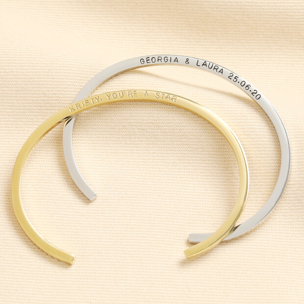 Personalised Stainless Steel Minimalist Cuff Bangle