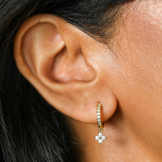model shot of sparkly earrings
