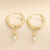 Gold stainless steel huggie hoop earrings with star and clear crystal charms