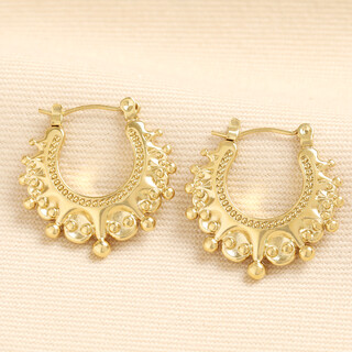 Stainless Steel Boho Creole Hoop Earrings in Gold