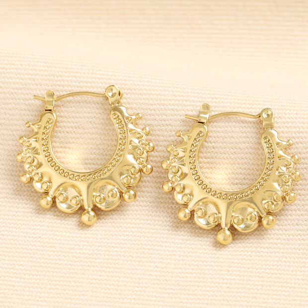Stainless Steel Boho Creole Hoop Earrings in Gold