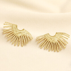 Stainless Steel Oversized Fan Stud Earrings in Gold
