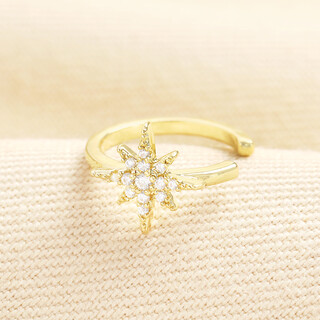 Crystal Starburst Ear Cuff in Gold