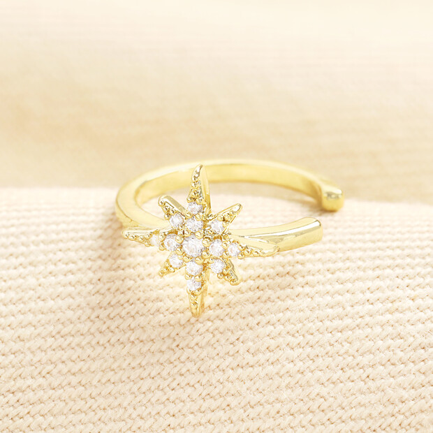 Crystal Starburst Ear Cuff in Gold
