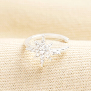 Crystal Starburst Ear Cuff in Silver