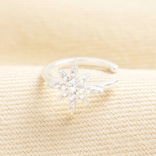Crystal Starburst Ear Cuff in Silver