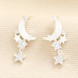 Mother of Pearl Moon and Star Stud Earrings in Silver