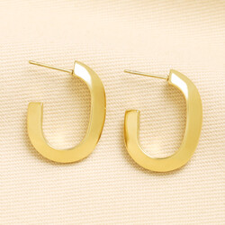 Stainless Steel Rectangular Chunky Hoop Earrings in Gold