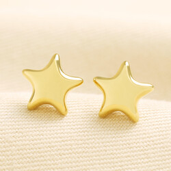 Stainless Steel Chunky Star Stud Earrings in Gold