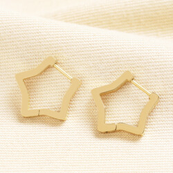 Stainless Steel Star Hoop Earrings in Gold