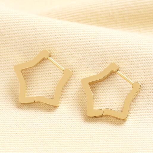 waterproof gold star-shaped hoop earrings