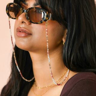 Pink Semi Precious Stone Glasses Chain