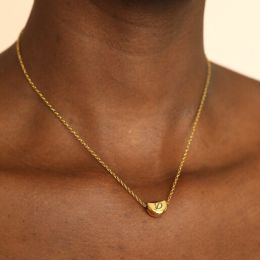 model shot of half circle personalised pendant necklace 