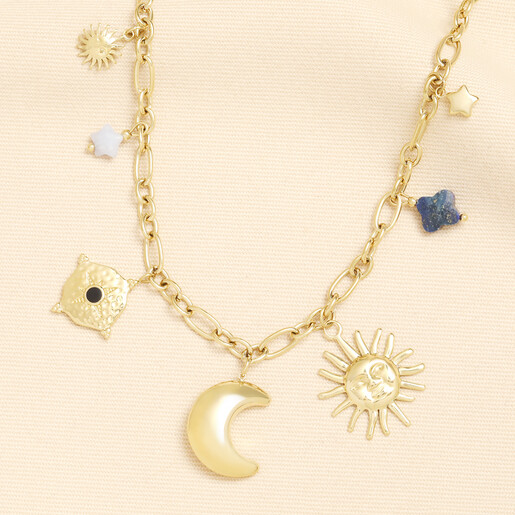 waterproof charm necklace in gold