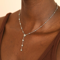 Stainless Steel Star Lariat Pendant Necklace