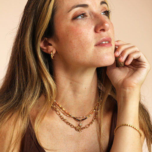 semi-precious beaded necklace in blush