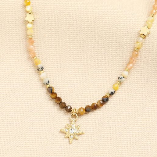 semi precious beaded necklace in blush
